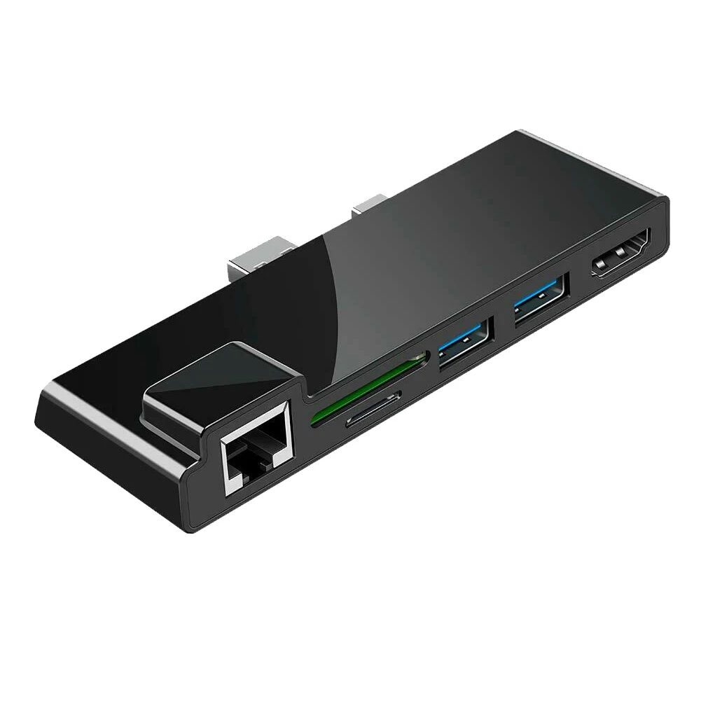 Мини-usb-концентратор Lan адаптер RJ45 ABS док-станция Ethernet порт TF 4K HDMI Многофункциональный штекер и воспроизведение Led для Surface Pro 6 - Цвет: For Pro4