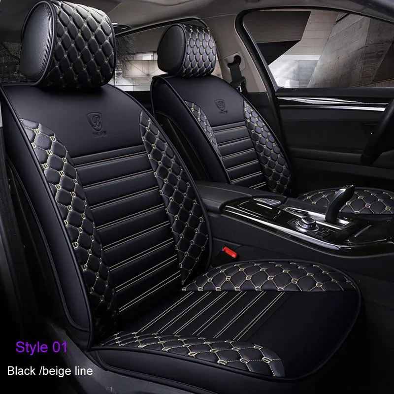 Автомобильный защитный чехол для сиденья, подходит для Chevrolet spark lacetti Niva cruze 2012 aveo t300 aveo t250, подушка для сиденья, чехлы для автомобиля - Название цвета: Black  beige 01