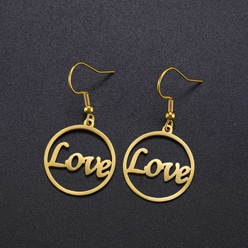 

Sipuris Personalized Customize Name Hoop Earrings Jewelry For Women Stainless Steel Letter Love Circle Earring Statement Words