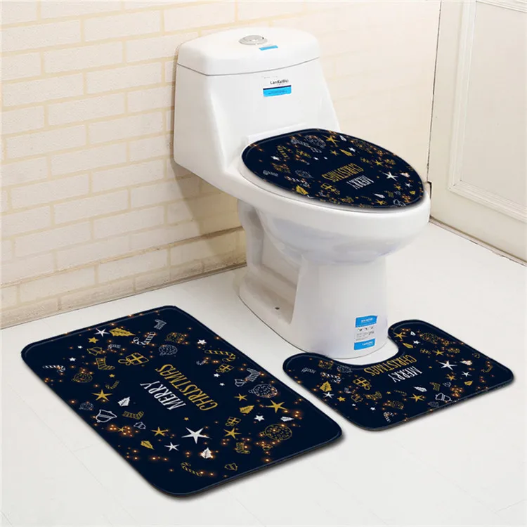 Free Shipping 3Pcs/set Merry Christmas Bathroom Carpet Set Dywaniki Lazienkow Bath Mats Rug Tapete Banheiro Tapis Salle De Bain - Color: As Picture