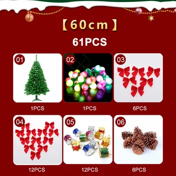 

Table Xmas Tree Mini Christmas Pine Tree Set with LED String Lights Ornaments Home Holiday Gift Decoration LAD-sale