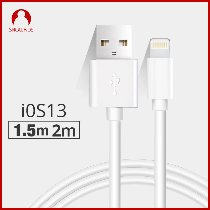 Snowkids 1,5 м 2 м USB кабель зарядное устройство 2 шт. для iPhone 11X8 7 6 5 XR XsMax для Lightning-USB быстрая зарядка Upto iOS12