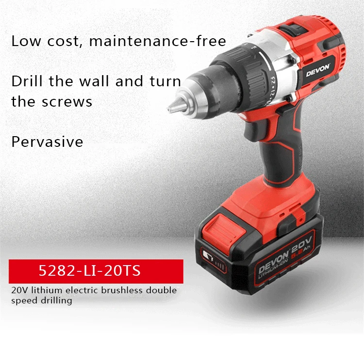 DEVON 5282 lithium electric brushless charge auger electric screwdriver  impact drill ice drill with high torque