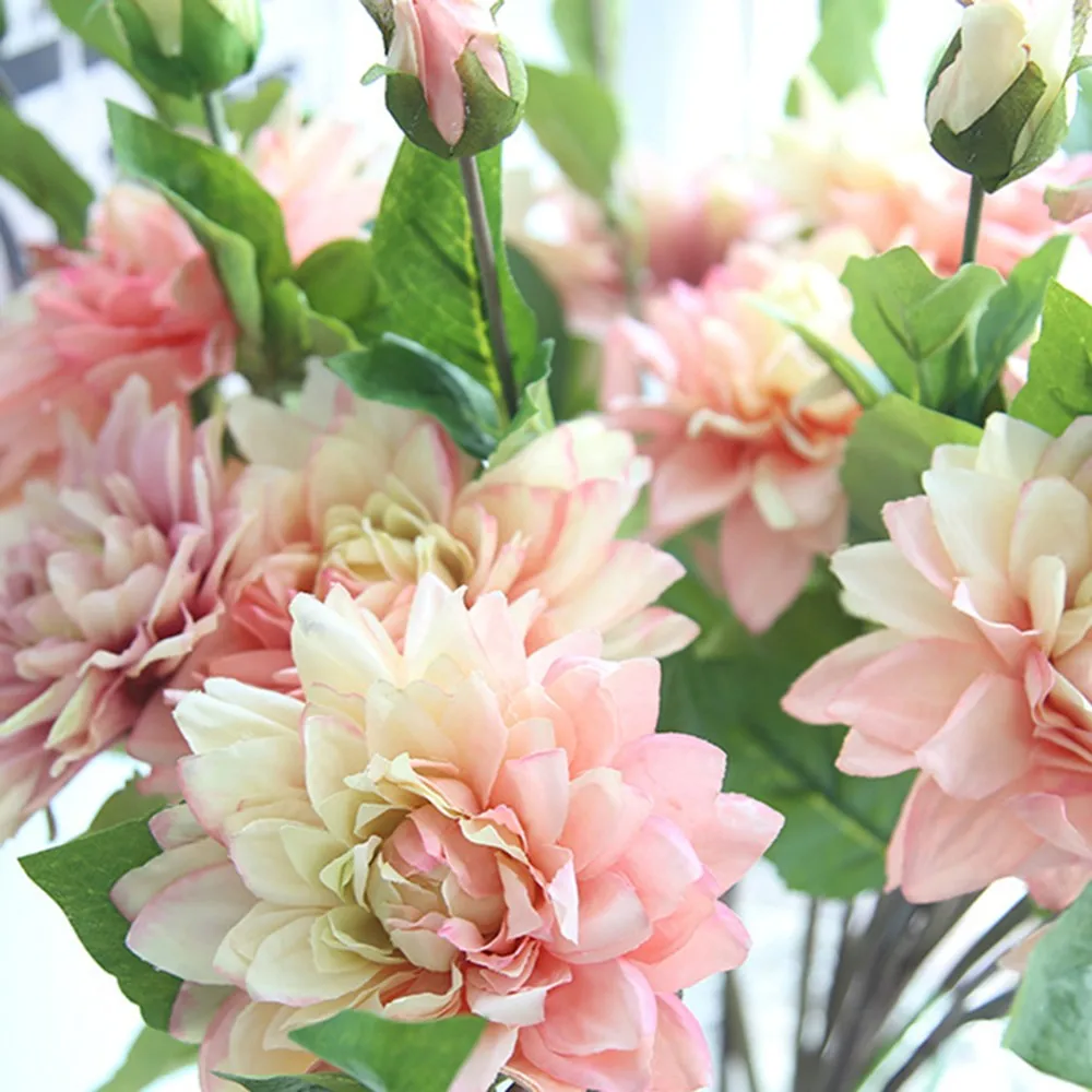 1 шт. Искусственные цветы Dahlias шелковые цветы как настоящие искусственные цветы для свадебной вечеринки для Домашнего Цветоводства украшения цветочные