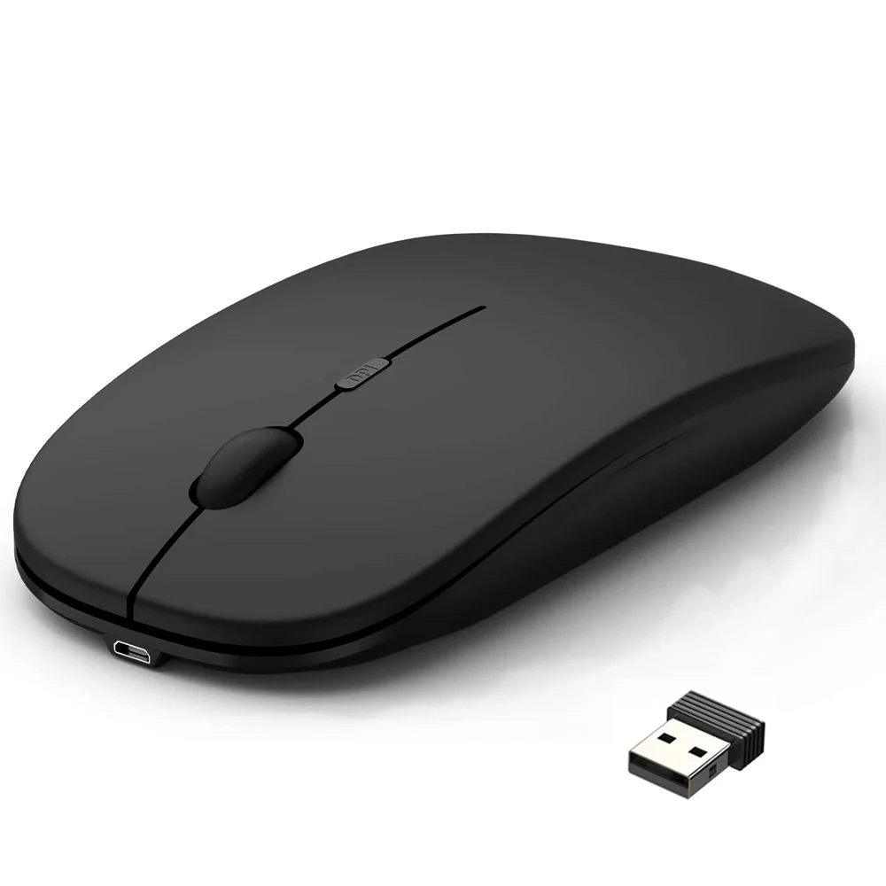 Беспроводная перезаряжаемая мышь для ноутбука ПК тонкая Бесшумная мини-мышь 2 4G