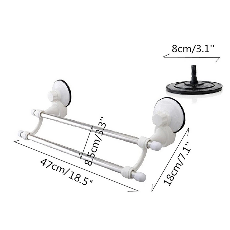 Wall Mounted Stainless Steel 2 Bars Towels Rail Holder Storage Racks Shelf Stand Kitchen Bathroom Hotel Suction Cup Organizer