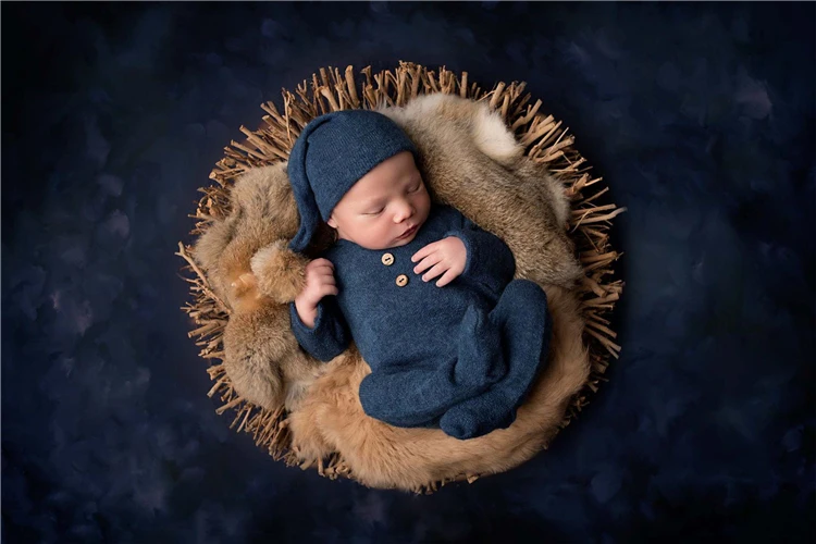 2pcs Wrap Hat Sets Newbornn Photography Props Boys Girls Photography Swaddle Blanket Infant Baby Picture Shoot Props Accessories