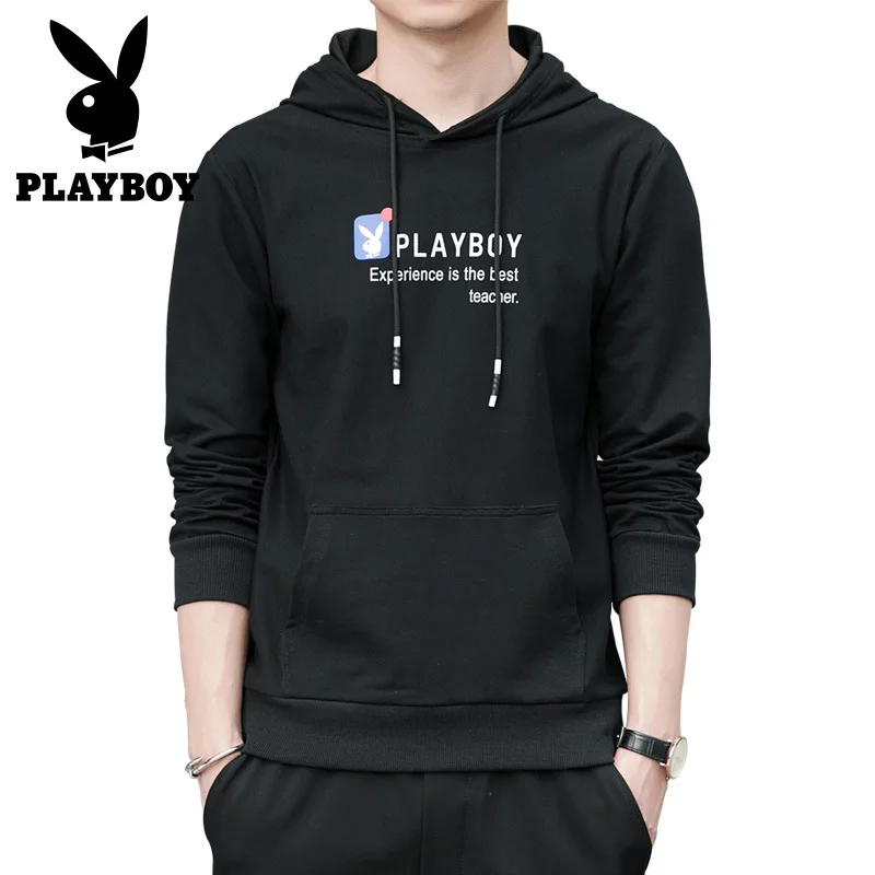 

Brand Playboy men's slim comfortable sweat-absorbent sports fashion trend hooded casual sweater baseball clothes