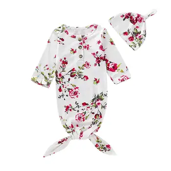 

Print Flower Baby Sleeping Bag Newborn Baby Cotton Swaddle Wrap Blanket Sleeping Bag Headband Casual Baby Sleepwear