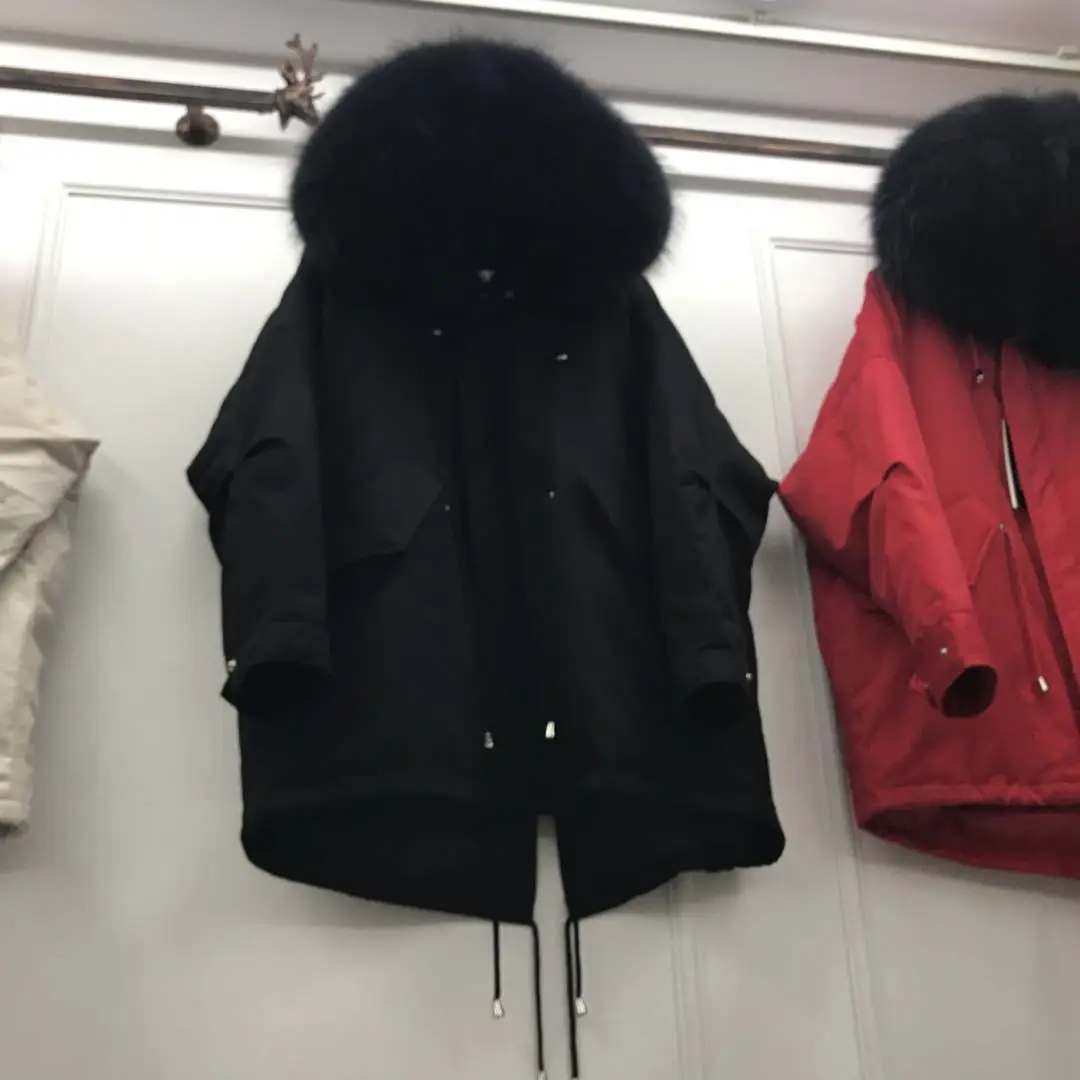 Лидер продаж Новинка зимы Стиль Южная Корея Dongdaemun большой меховой воротник плащ с капюшоном пуховая куртка женская Для женщин короткий N9 пальто