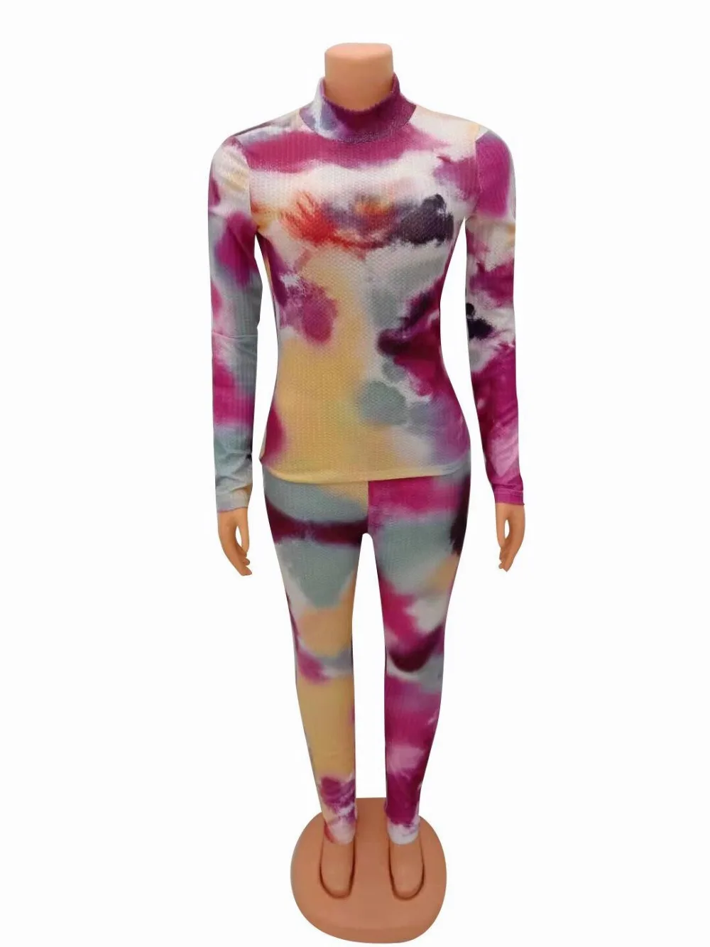 Европейский дизайн, женский комбинезон, две части, с принтом tie dye, длинный рукав, Облегающий комбинезон, женская одежда для клуба