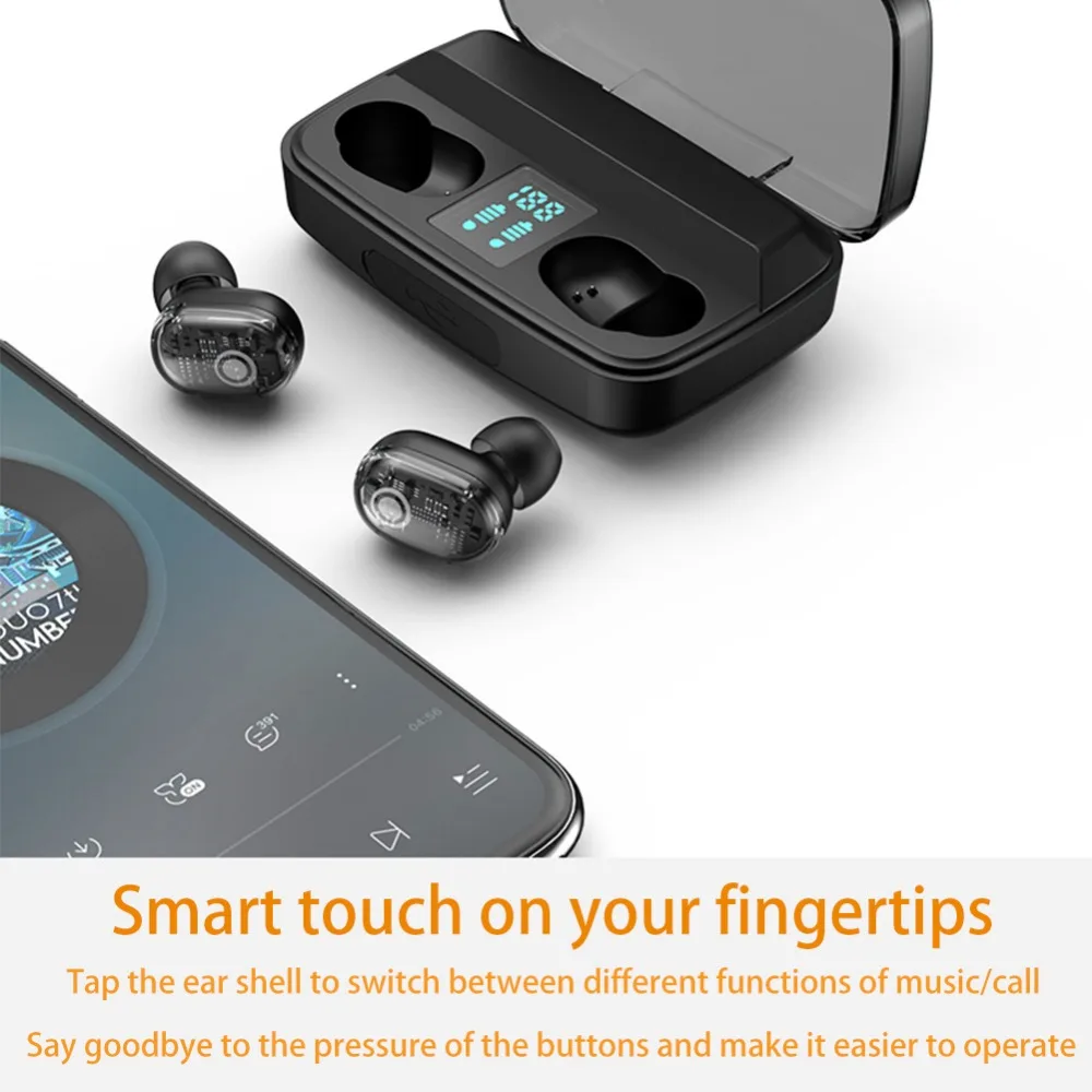 Беспроводные наушники, Bluetooth 5,0 EarbudsTWS, стерео беспроводные наушники с защитой от пота, Bluetooth наушники 32 H/2000 mAh, чехол для зарядки
