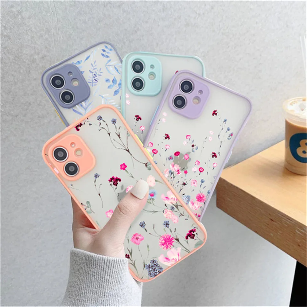 Vintage Leaves Flower Phone Case For iPhone 12 11 13 Pro Max 12Mini X XR XS Max 8 7 Plus SE 2020 Camera Protection Hard PC Coque iphone 13 pro max wallet case