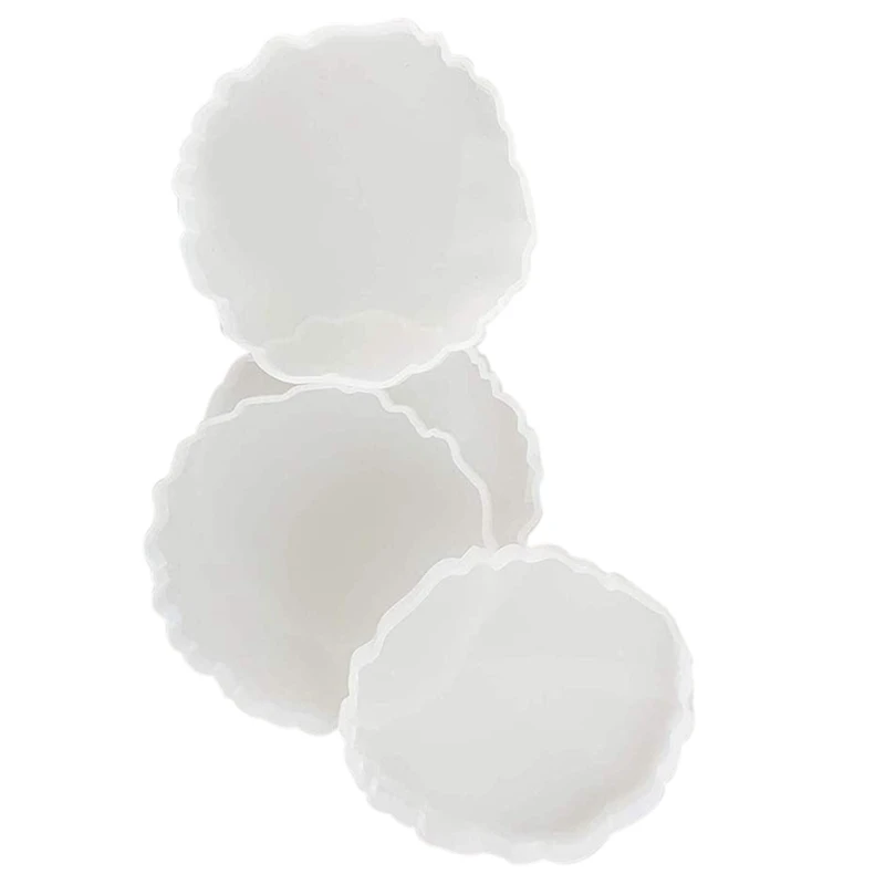 4 Uds moldes de resina para posavasos, moldes de posavasos Epoxy, moldes de resina de silicona para hacer rebanadas, posavasos, decoración del hogar