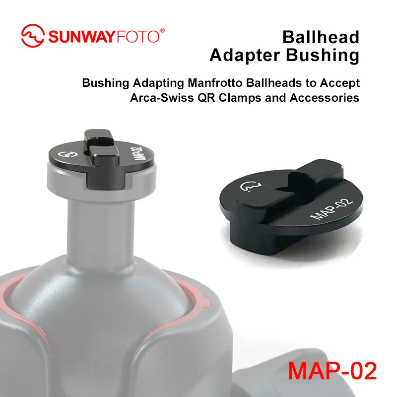 

SUNWAYFOTO MAP-01T Ballhead Adapter Bushing for Manfrotto / Gitzo Tripod Heads for Clamp Replacement Compitable with ARCA