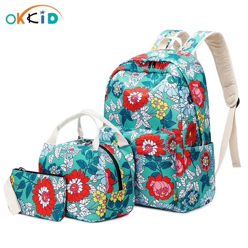 Школьный рюкзак OKKID 3 шт./компл. с розовыми цветами набор рюкзаки в богемном стиле