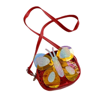 

Cute Kids Girls 3D Butterfly Crossbody Bag Portable Children Girl Zipper Shoulder Bag Light Weighted Wear-resistant Bags