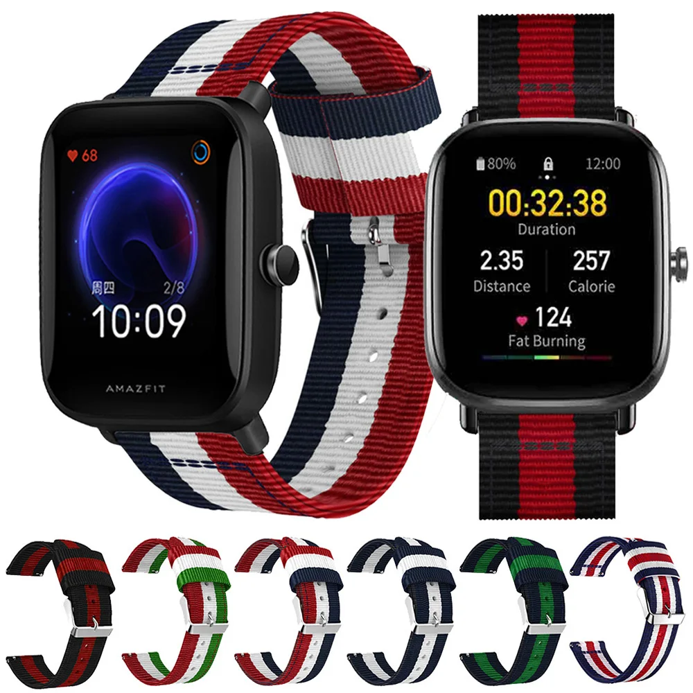 Per Huami Amazfit Bip U Pro Gts 2 Mini 2E Stripes Cinturino In Nylon Cinturini 20Mm Cinturino Cinturino Cinturino Amazfit Bip Ремешок