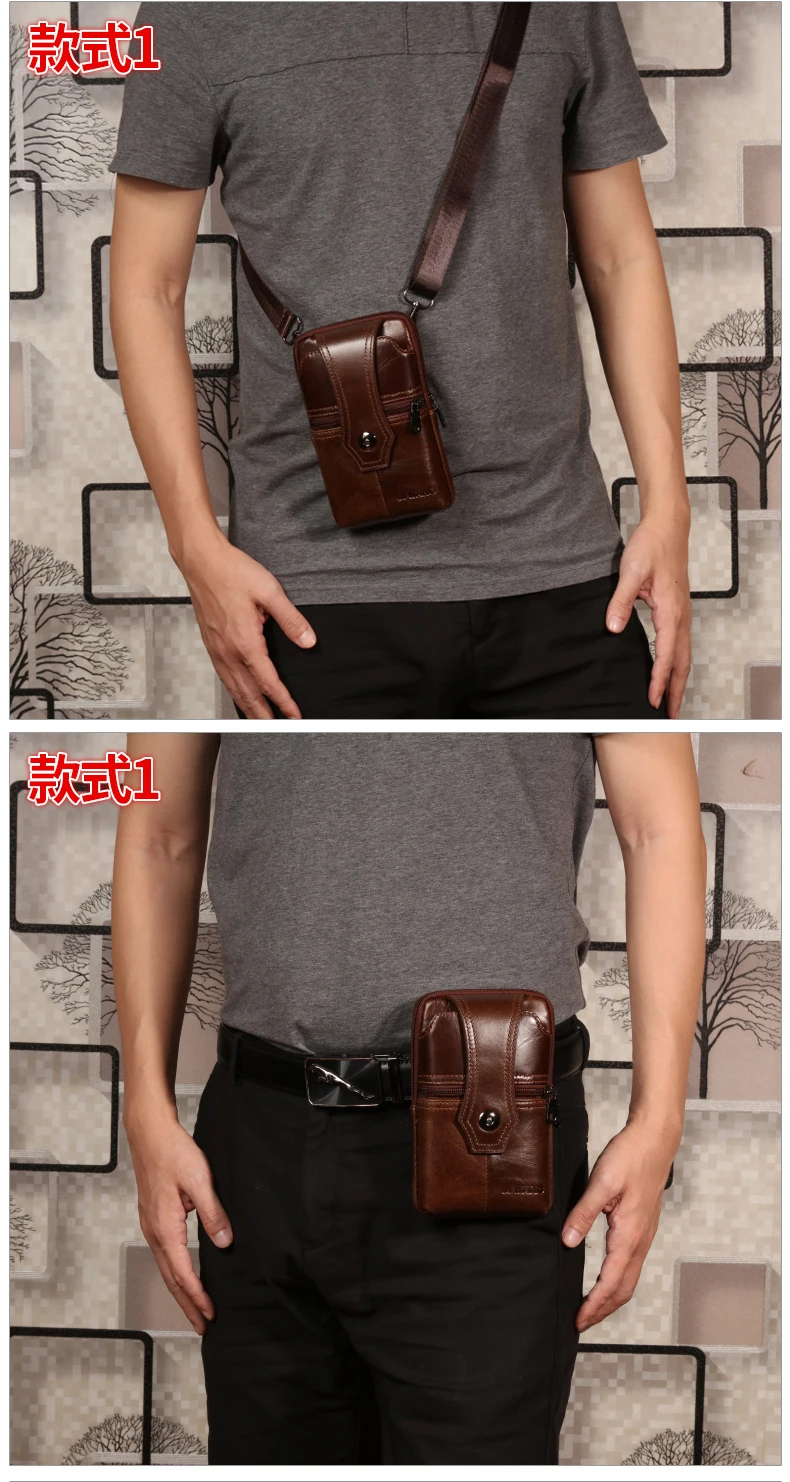 Высококачественная Мужская сумка из натуральной кожи, сумка на ремне, дизайнерская сумка на плечо для 6 дюймов, сумка для сотового телефона, модная поясная сумка