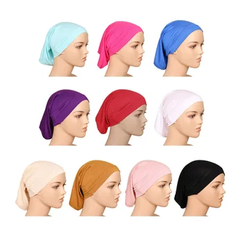 

Muslim Headscarf Women Hijab Cap Cotton Under Scarf Bone Bonnet Neck Cover Women's Head Scarf Cotton Underscarf Hijab Cover