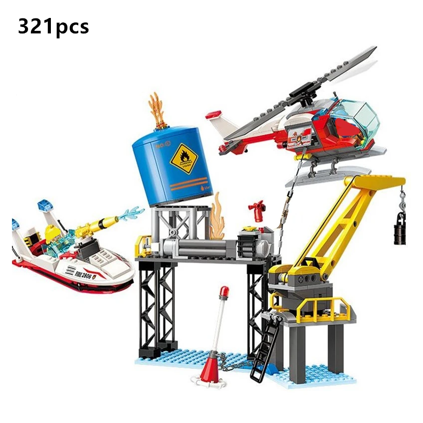 2806 City Police Firefighter Rescue Fire Station Truck Aircraft Ladder Car Building Blocks Sets Kid Toy birthday Gifts | Игрушки и хобби