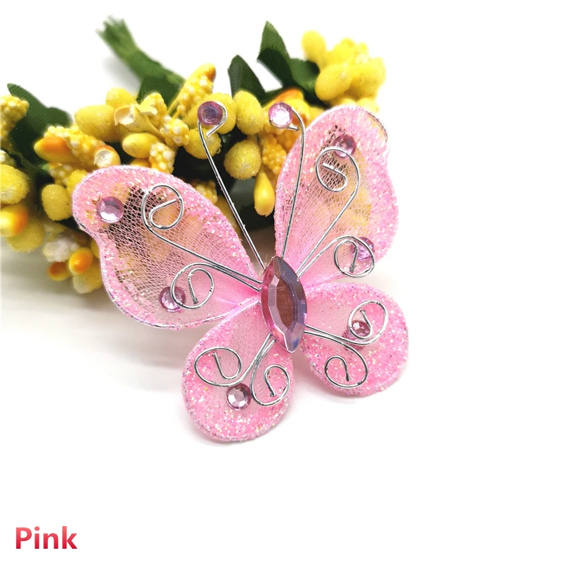 Pink 2 шт./партия красивая бабочка DIY аксессуары для одежды шляпа декоративные аксессуары для рукоделия# pj8192 - Цвет: Pink