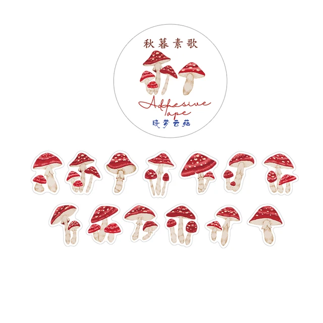 100 pcs /Roll Montain Pick Travel Butterfly Mushroom Flower DIY Decorative Masking Tape Diary Album Stickers 10