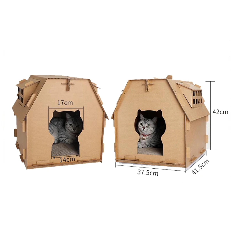 Гофрированная бумага для поделок кошачий домик есть маленькое окно кошка царапины доска игрушки для самостоятельной сборки кошачий дом картонная коробка инструменты для ухода за домашними животными