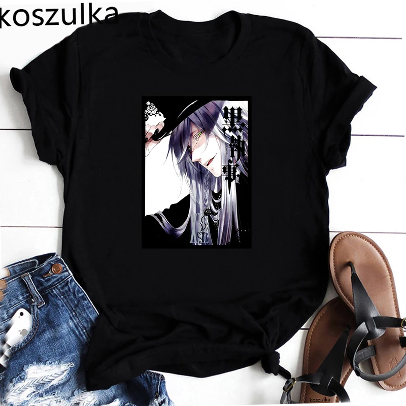 Koroshitsuji Себастьян Harajuku футболки с персонажами из аниме Графический Футболка