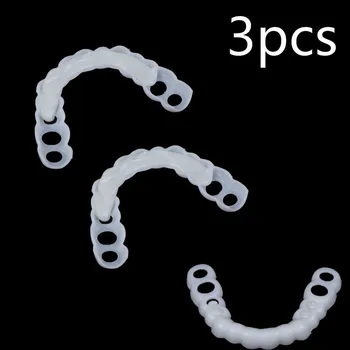 

3PCS Fake Teeth Upper False Fake Tooth Cover Snap On Immediate Teeth Cosmetic Denture Care Oral Care Plastic Whitening Denture