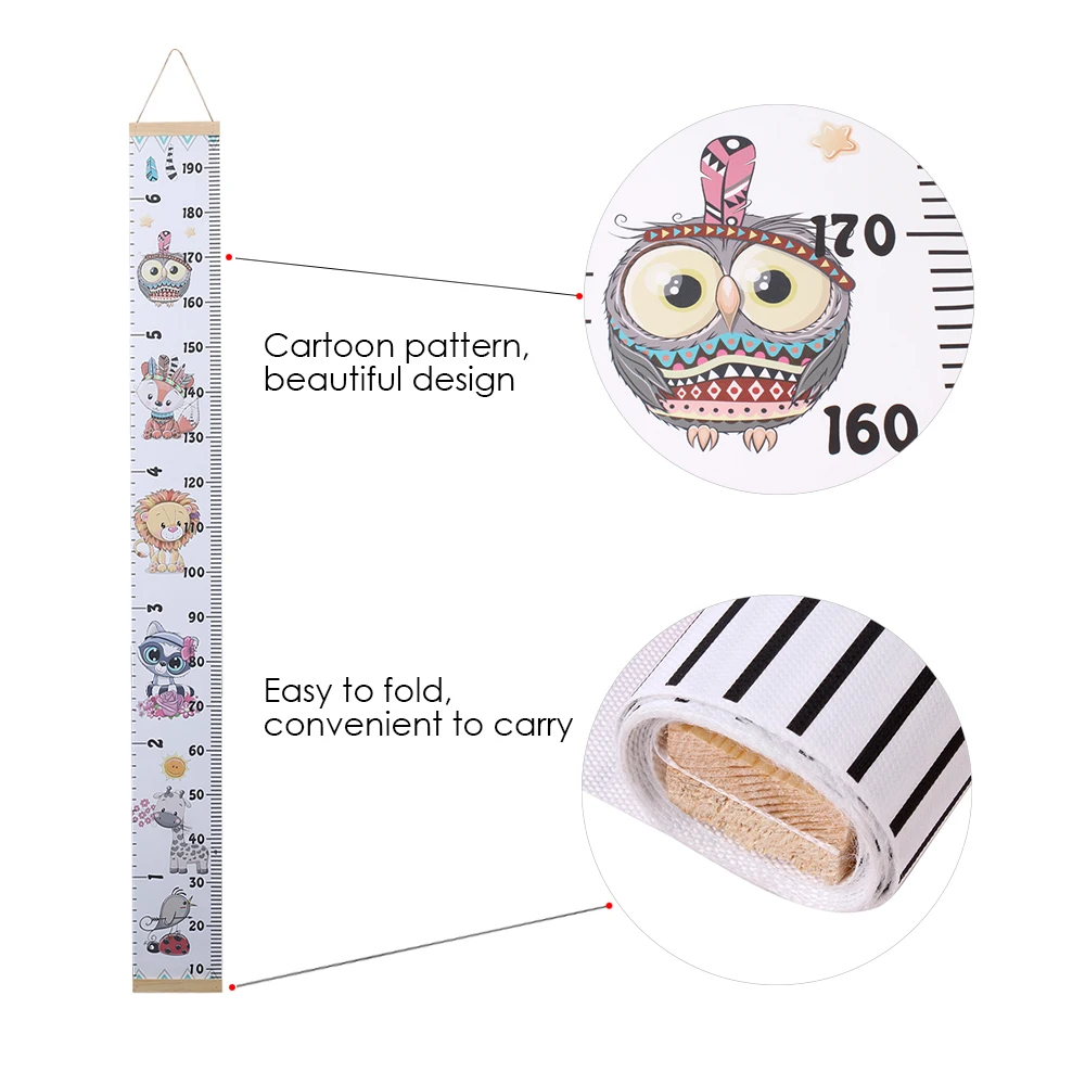 78,7x8,3 дюйма детские Ростомер, холщовые Мультяшные узоры, рост ребенка, вручая Съемная линейка стены для детей, измерение роста
