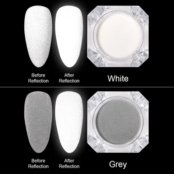 

8g Glow In The Dark Reflection Glitter Powder For Nail Grey White Dazzing Party Pigment Nail Art DIY Decoration for Nail Art Tip
