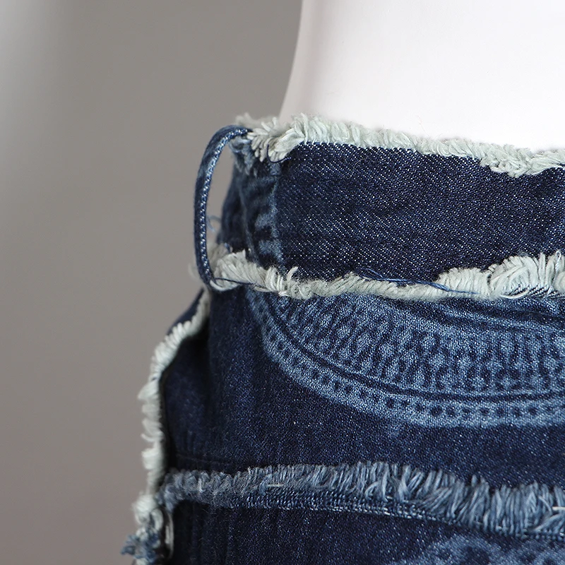 GALCAUR Korean Print Hit Color Denim Pants For Women High Waist Pocket Large Size Long Wide Leg Jeans Female Spring 2020 Clothes (1).JPG