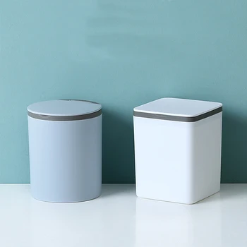 

KAKURI Desktop Trash Can Bathroom Kitchen Trash Can Desktops Mini Square Round Shape Garbage Storage Can Waste Bin