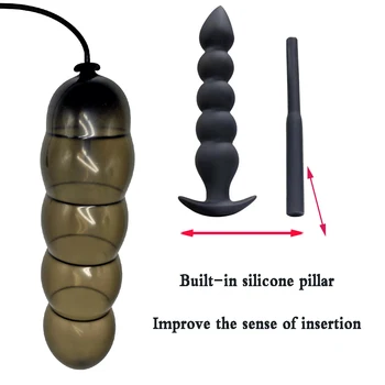 Expansion Diameter 14cm Inflatable Dildo Anal Plug With 5 Beads Built-in Silicone Column Huge Butt Plug Ass Dilator Anal Sex Toy 4