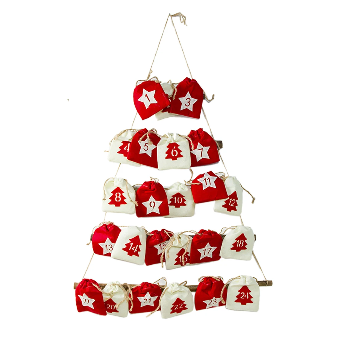 

Christmas Storage Bag Countdown Calendar Fabric Hanging Advent Calendar - Red