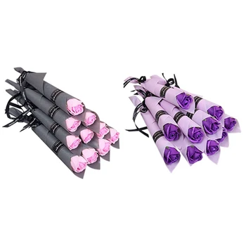 

60 Roses Soap Flowers Romantic Wedding Favors Flower for Valentine's Mother's Day Gift Company Purple & Pink