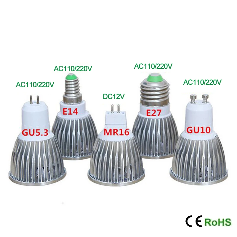 10 шт./лот COB Светодиодный прожектор 9 Вт 12 15 Led светильник GU10/GU5.3/E27/E14 85 265V MR16 12В