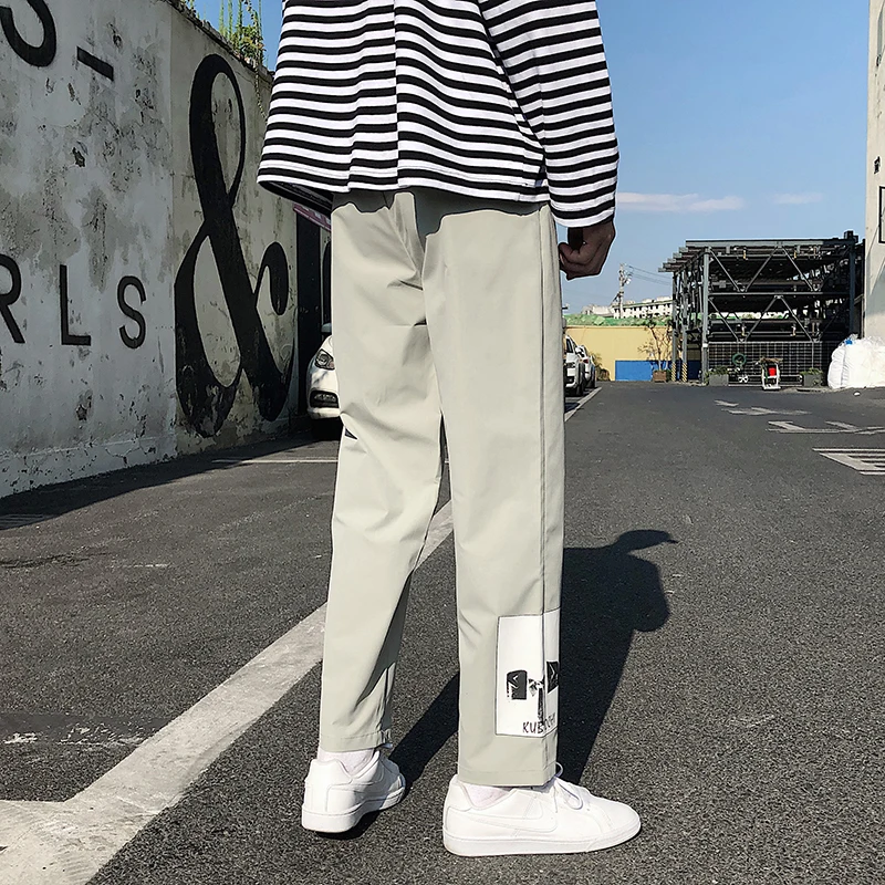 Autumn New Pants Men Fashion Printing Solid Color Casual Trousers Man Streetwear Wild Hip Hop Loose Straight Trousers M-5XL