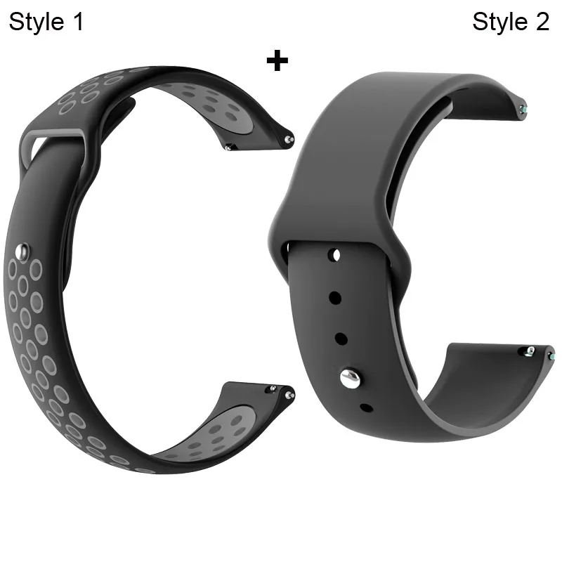 Ремешок для Xiaomi Amazfit Pace Stratos GTR 47 мм для huawei GT 2 46 мм Honor Magic Dream ремешок для samsung gear S3 Galaxy 46 мм - Цвет: Black grey-Black