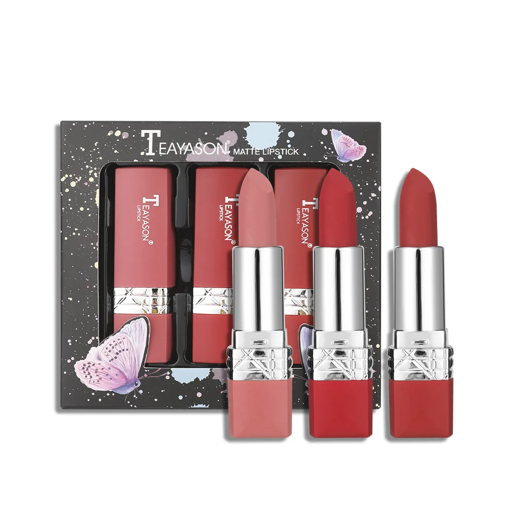 

Free shipping Set of 3 lipsticks,women's makeup velvet matte moisturizing lip balm,easy to wear and lasting velvet lipstick set