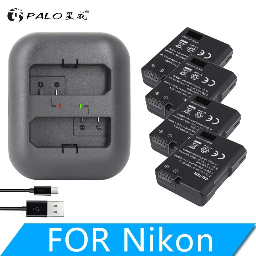 1 charger 4 battery PALO digital bateria 4 шт. camera 7,4 В батареи для камеры en el14+ USB слот зарядное устройство для Nikon DF d3400 d5300 d3100 d3200 d5600 - Цвет: 1 charger 4 battery