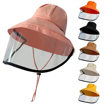

Men Women Dust Protection Bucket Hat Fisherman Hat With Protective Transparent Mask Dustproof Cover Adult Fisherman Cap Hat