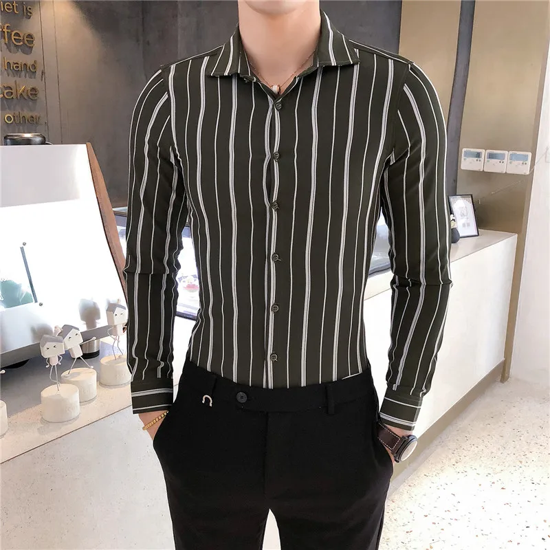 camisa rayas verdes hombre