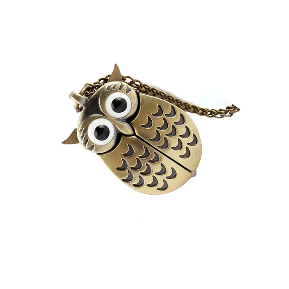 Bronze Owl Pocket Watch Flipping Creative Pocket Watch Quartz Watch Creative Hanging Table Creative Decoration