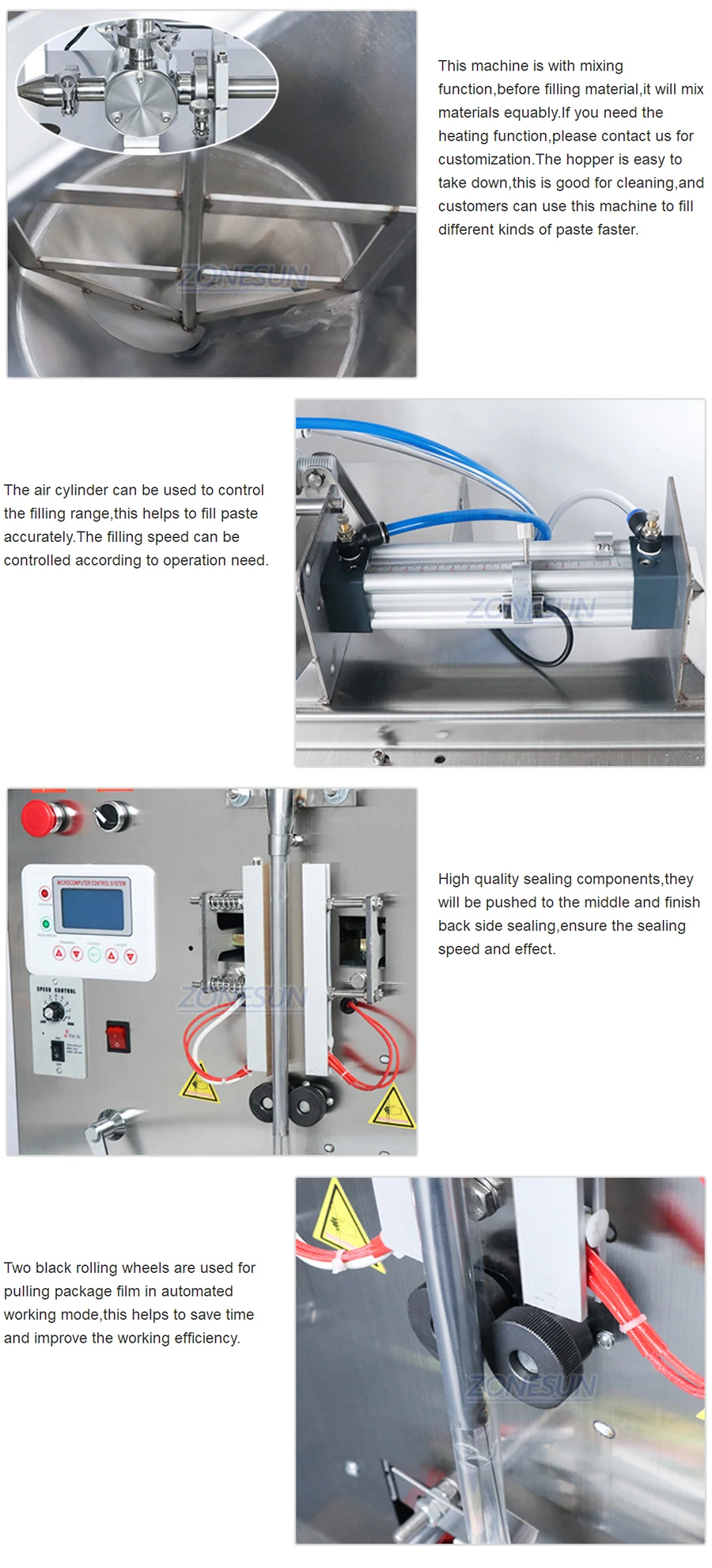 ZONESUN Automatic Paste Chili Oil Sauce Oil Vinegar Filling Sealing Machine ZS-GFGT50