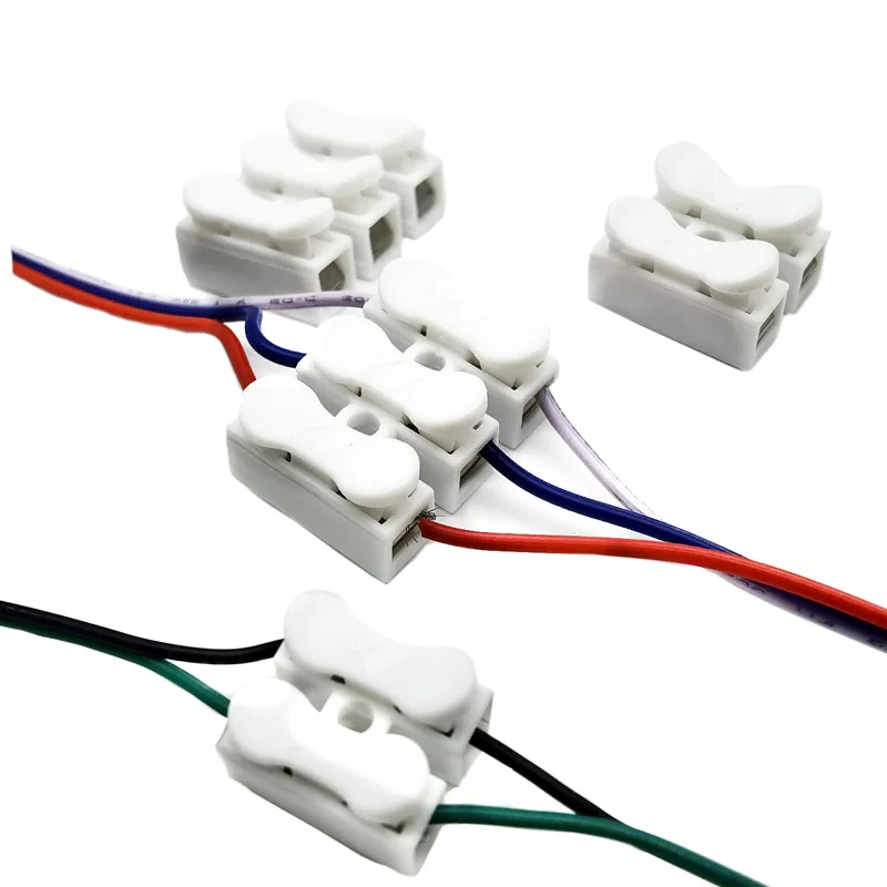 

10-100pcs 2pin/3pin Spring with no screws no welding Quick Connector wire cable clamp Terminal Block 2/3 Way for led strip