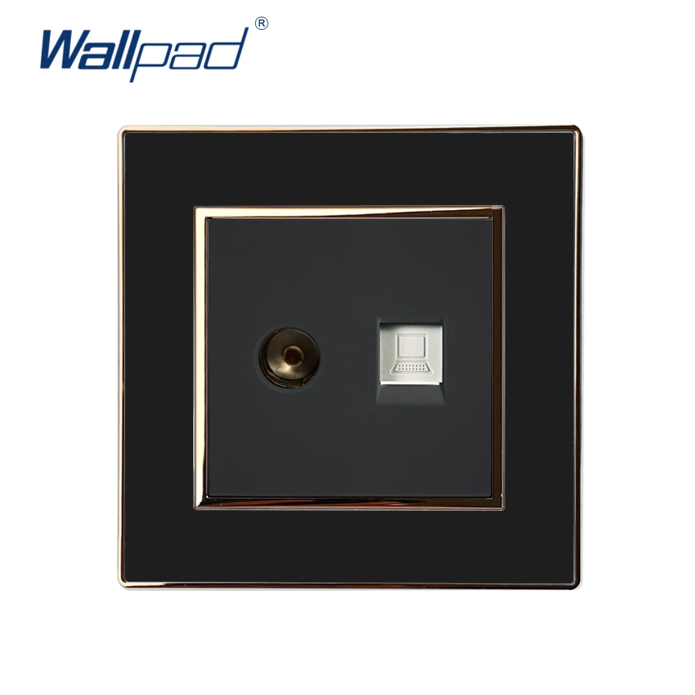Black Gold Розетка для ТВ и передачи данных RJ45 адрельная панель Роскошная настенная электрическая телефонная телевизионная розетка зеркальная акриловая панель Tomada - Цвет: Black Gold