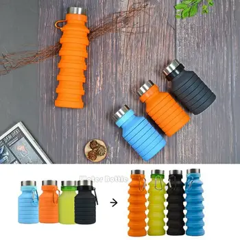

Collapsible Silicone Sports Bottle Outdoor Camping Water Bottles Portable Soft Hiking Travel Bicycle Drink Cups 470ml/550ml