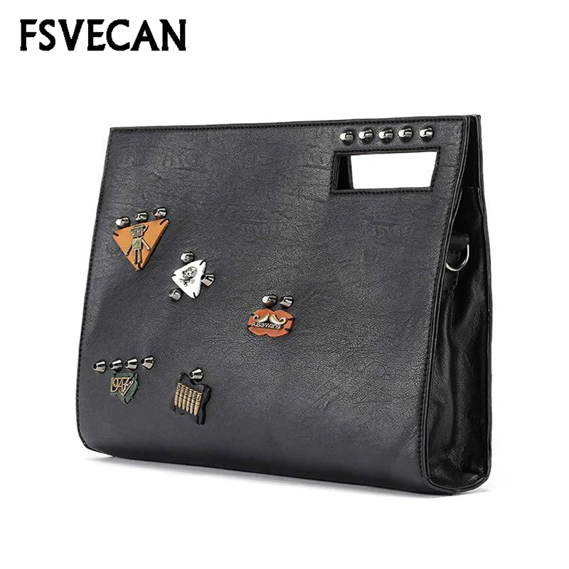 

Korean Fshion ladies clutch bag personality badge large capacity handbag temperament envelope big bag shoulder Hand Bag female